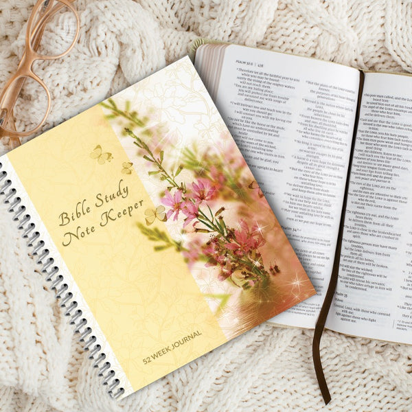 Bible Study Journal For Notes Women Yellow Floral 7x9 Portable