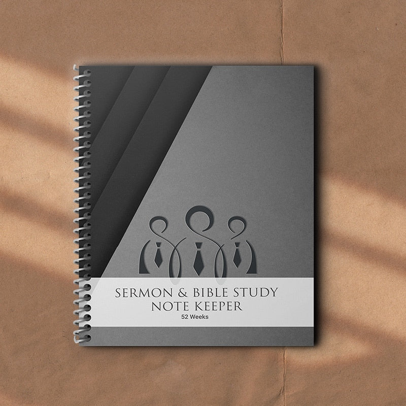 Sermon & Bible Study Journal For Notes Men Grey/Black Matte Cover 7x9 Portable